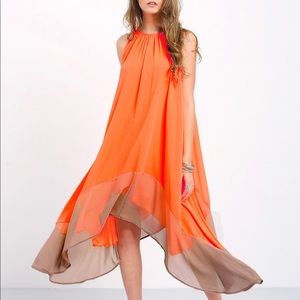 NWOT Color Block Flowy Maxi Dress